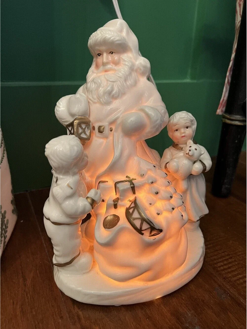 Porcelain Santa Claus Ivory Night Light Lamp